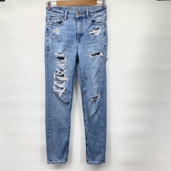American Eagle Outfitters Denim - American Eagle Light Wash Distressed Mom Jean